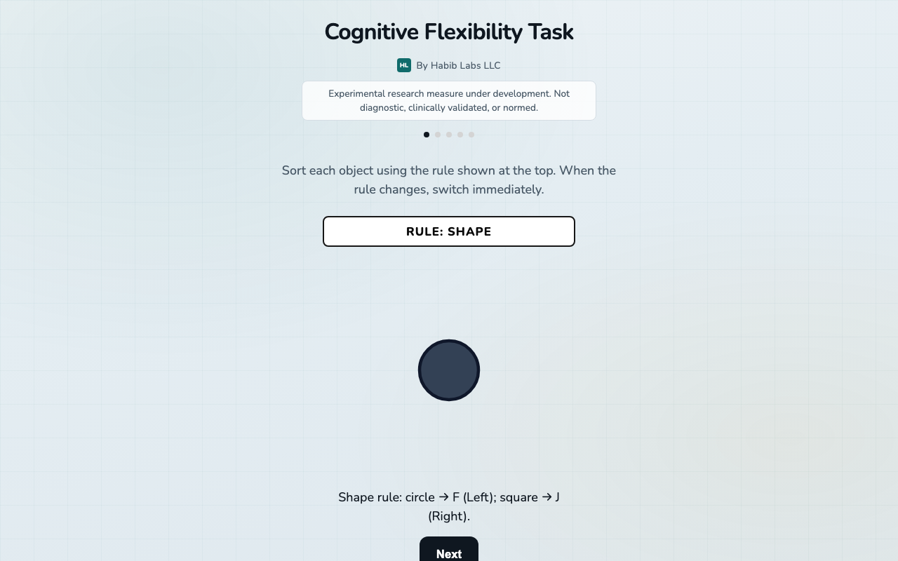 Cognitive Flexibility Rule Shift stimulus example