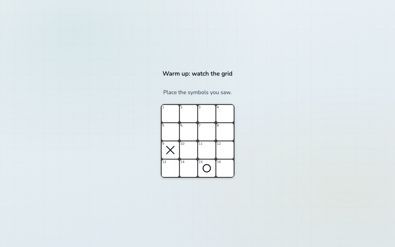 Grid Memory Task encoding stimulus example